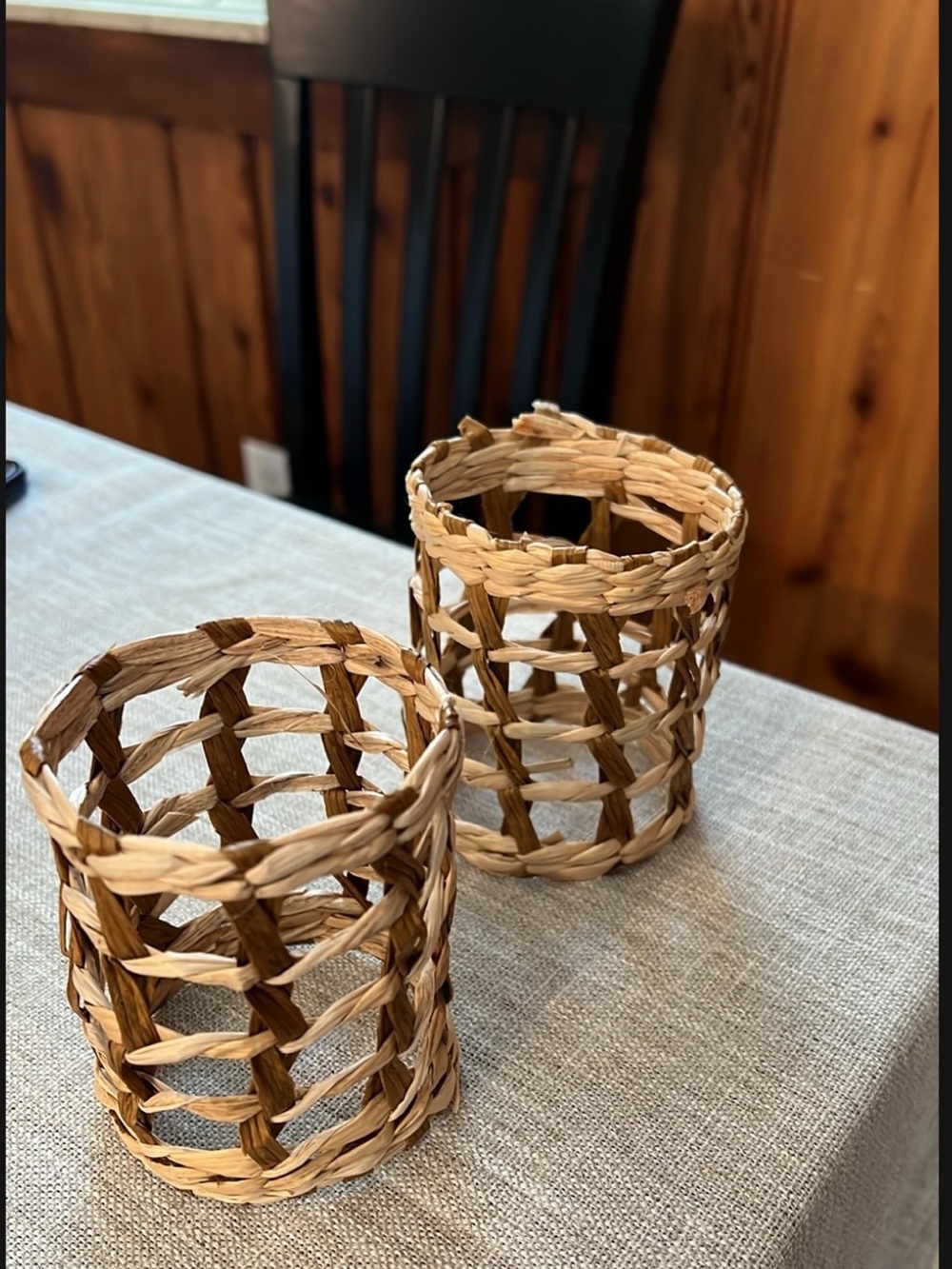 Handwoven Natural Brown and Tan Rattan Tealight Covers (qty 70)